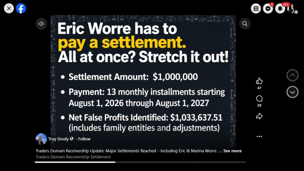 Troy Dooly shows Go Pro Eric Worre Traders Domain Receiver monthly arrangement